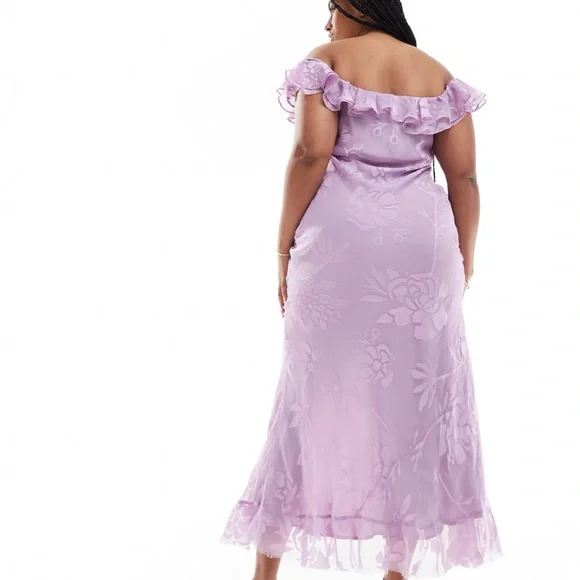 ASOS Curve Lilac Ruffle Maxi Dress - Picture 4 of 4